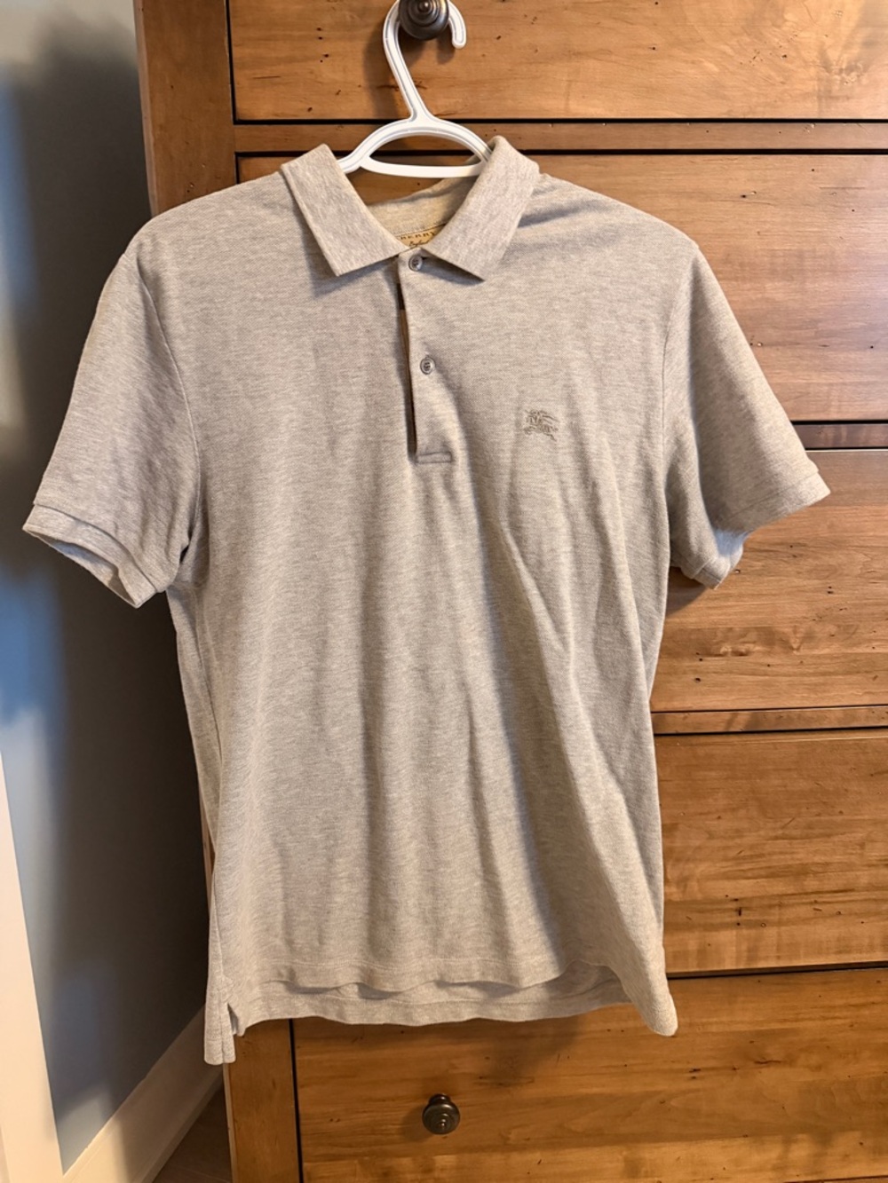 Men's Burberry Classic Polo Shirt in Light Gray 100% Cotton